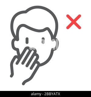Don t touch face line icon, coronavirus and microorganism, covid 19 sign, vector graphics, a linear pattern on a white background, eps 10. Stock Vector