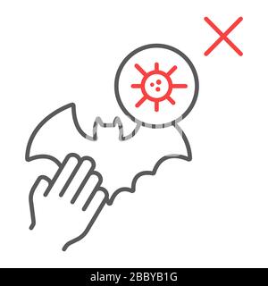 Avoid contact with animals color line icon, coronavirus and covid-19, don t touch bat sign, vector graphics, a linear pattern on a white background Stock Vector
