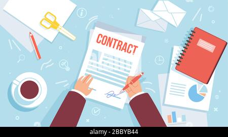 Singing Business Contract Flat Vector Concept Stock Vector