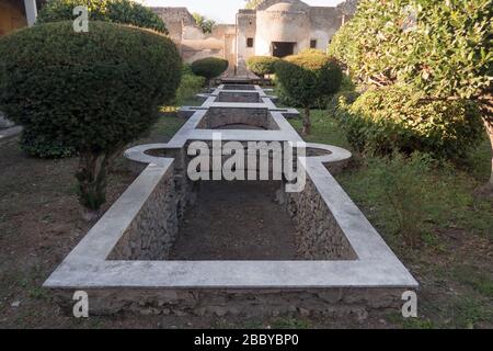 A water feature in a Roman villa in Pompeii, Italy. Stock Photo
