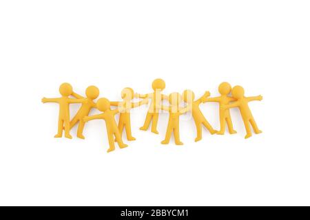 Group of people figures sticking together on white background with clipping path Stock Photo