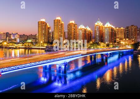 Aerial panorama view of cityscape of Fuzhou in China Stock Photo