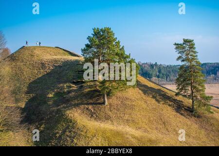 Hills of Kernave, Lithuania, UNESCO world heritage, was a medieval capital of the Grand Duchy of Lithuania, tourist attraction and archaeological site Stock Photo