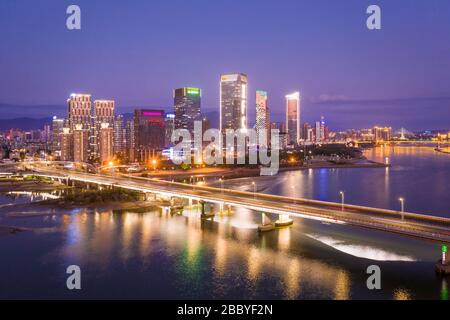 Aerial panorama view of cityscape of Fuzhou in China Stock Photo