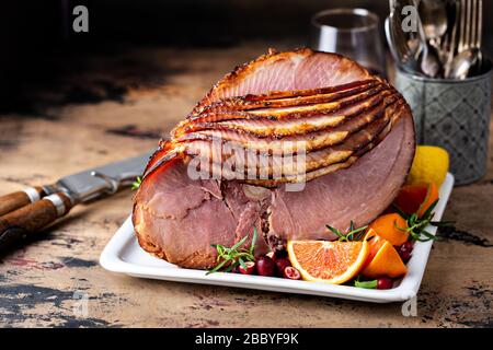 Christmas ham brown sugar glazed Stock Photo