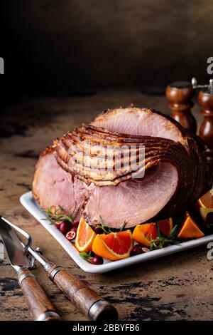 Christmas ham brown sugar glazed Stock Photo