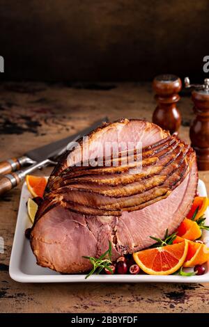 Christmas ham brown sugar glazed Stock Photo