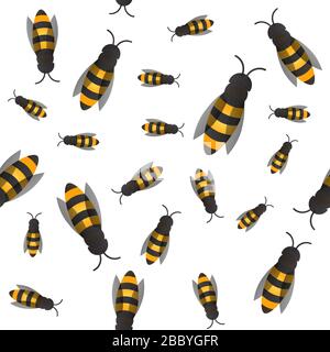 Wasp and bee background. Vector. Seamless pattern Stock Vector