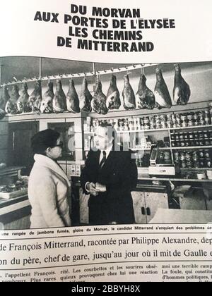 Inside page of French news and people magazine Paris-Match, François Mitterand, n° 1303, 1974, France Stock Photo