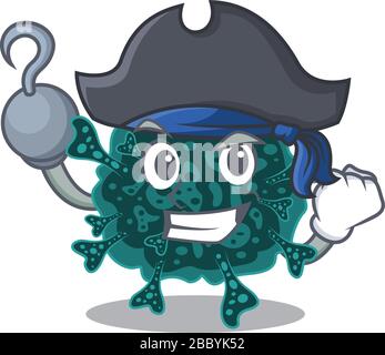 Herdecovirus cartoon design style as a Pirate with hook hand and a hat Stock Vector