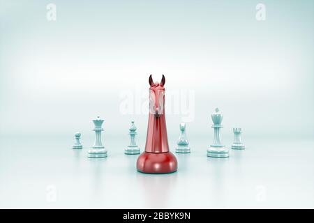 Chess business concept, leader & success. Business strategy brainstorm chess board game  with free copy space for your text. 3D Render Chess Board Iso Stock Photo
