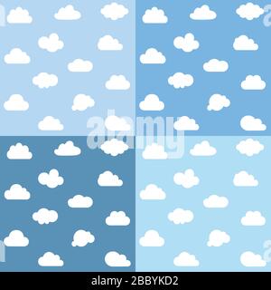 Clouds kids seamless pattern set. Stock Vector