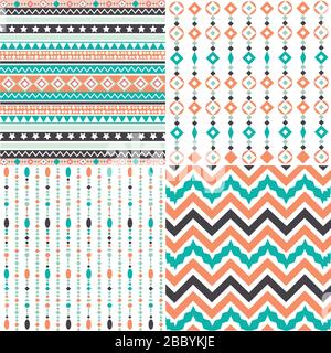 Set of four abstract seamless patterns in boho style Stock Vector