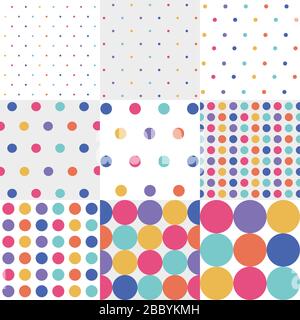 Seamless patterns, polka dot set Stock Vector
