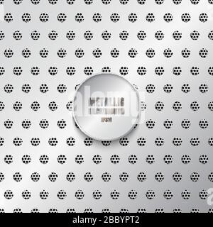 Shiny metal background in silver color with circular texture and round holes seamless pattern. white and gray gradient color metallic. Vector illustra Stock Vector