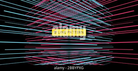 Abstract blue and pink horizontal speed lines pattern perspective on black background. Vector illustration Stock Vector