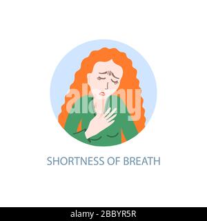 Cartoon character with shortness of breath symptoms illustration Stock ...