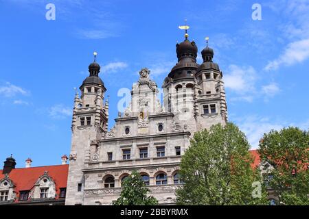 Leipzig City Hall. Architecture in Germany. New City Hall (Neues Rathaus) in historicism architecture style. Stock Photo