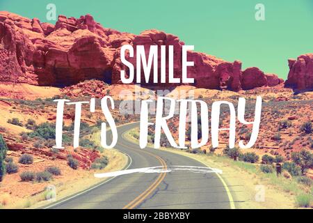 Smile it's Friday - social media motivational banner. Stock Photo