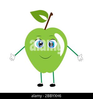 cute apple superhero cartoon illustration Stock Vector