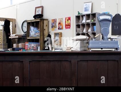 The Brookfields Post Office, recreating a provincil post office counter of the 1960's Stock Photo