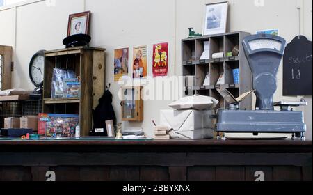 The Brookfields Post Office, recreating a provincil post office counter of the 1960's Stock Photo