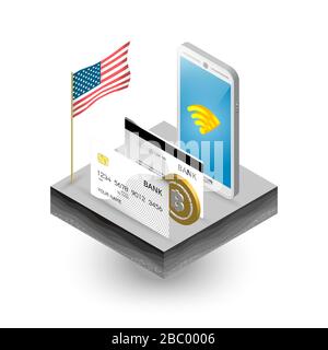 Isometric vector Concept of online commerce sales Stock Vector