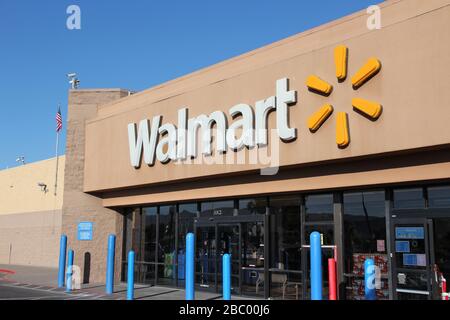 RIDGECREST, USA - APRIL 13, 2014: Walmart store in Ridgecrest, California. Walmart is a retail corporation with 8,970 locations and revenue of US$ 469 Stock Photo