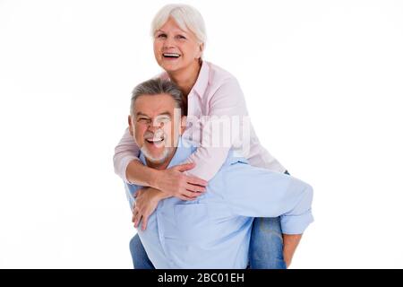 Senior couple over white background Stock Photo
