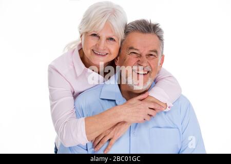 Senior couple over white background Stock Photo