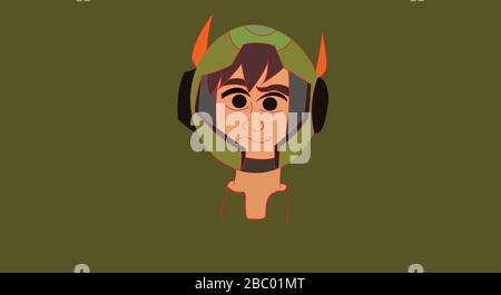 The character is known as Hiro Hamada.  He is a young robotics prodigy Stock Vector