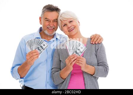 Senior couple over white background Stock Photo