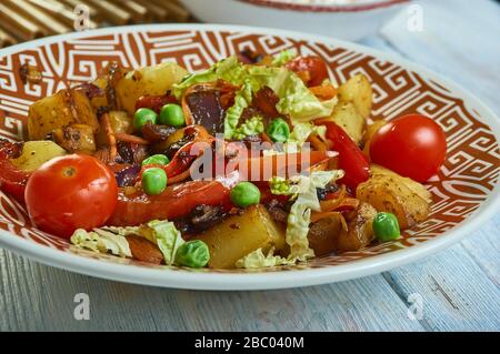 Ethiopian Vegetable Tibs, Ethiopian dish consisting of spicy Stock Photo