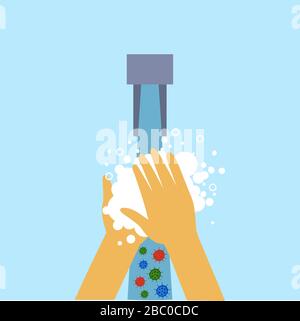Wash hand concept vector illustration.  Stock Vector