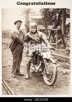 'Up Snowdon by Motorcycle' sales brochure illustration from 1924 for B.S.A. Cycles Ltd Stock Photo