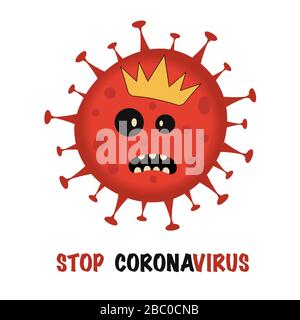 Coronavirus Bacteria Cell Icon, 2019-nCoV Novel Coronavirus Bacteria. No Infection and Stop Coronavirus Concepts. Dangerous Coronavirus Cell in China Stock Vector