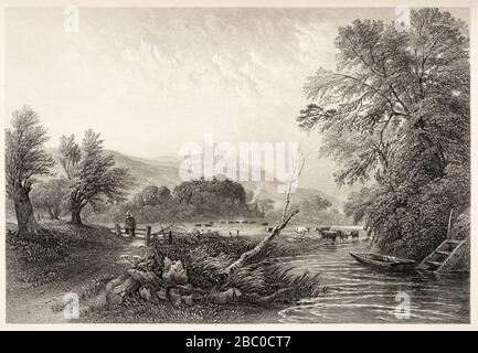 Antique 19th century engraving of Dover Castle, UK Stock Photo