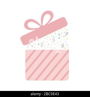 Opened gift box, surprise birthday holiday concept. Vector. Stock Vector