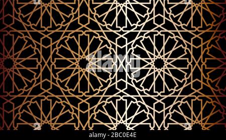 Black and gold arabic vector pattern, background, texture, wrapping. Stock Vector