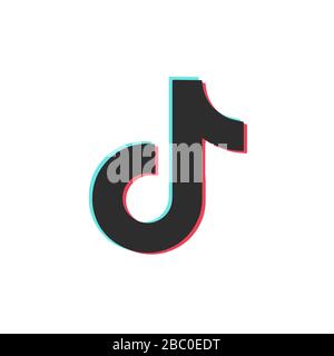 Tik Tok icon. Tricolor vector flat melody icon isolated on white background. Music, sound, equalizer icon design. Social media icon. Vector Stock Vector