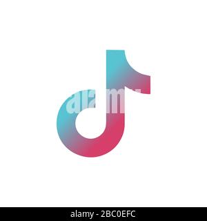 Tik Tok icon. Tricolor vector flat melody icon isolated on white background. Music, sound, equalizer icon design. Social media icon. Vector Stock Vector