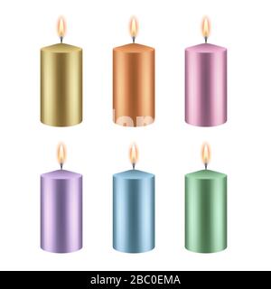 set of candles isolated on white background Stock Vector