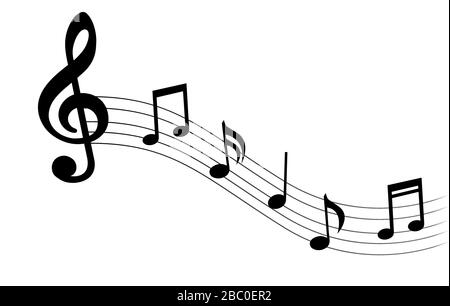 Set of music notes. Black silhouette isolated on white background. Vector illustration. Stock Vector
