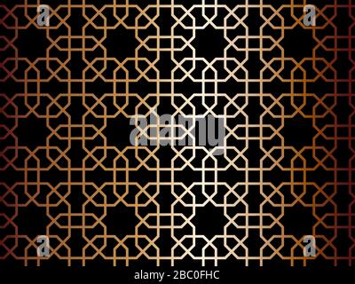 Black and gold islamic vector pattern, background, texture, wrapping. Stock Vector