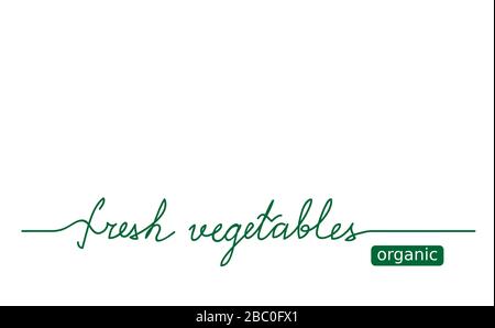 Organic fresh vegetables lettering. Vector design for web banner, background, signboard or label design Stock Vector