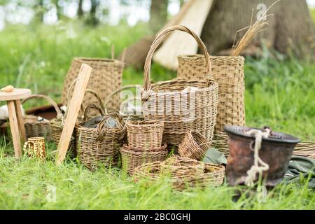 Willow baskets Stock Photo