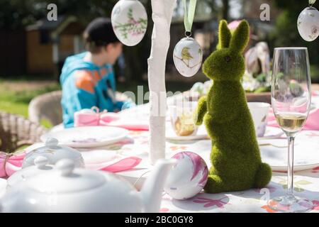Easter lunch in the garden Stock Photo