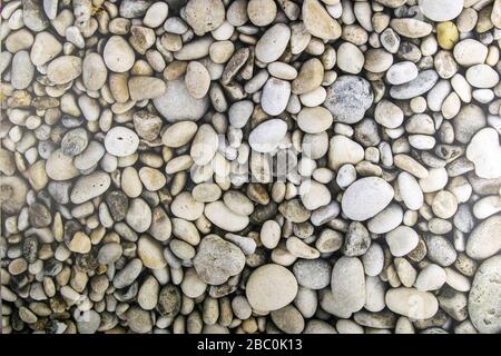 Sea stones background. Top views close-up Stock Photo