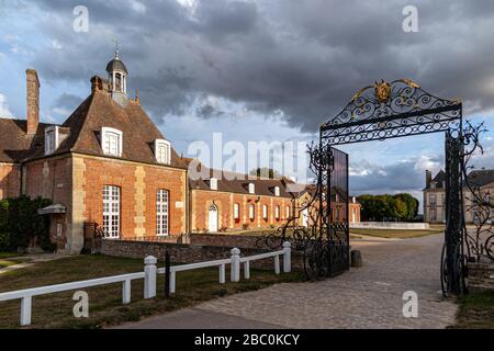 ENTRANCE TO THE PIN NATIONAL STUD FARM, LE PIN-AU-HARAS, (61) ORNE, LOWER NORMANDY, NORMANDY, FRANCE Stock Photo