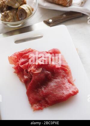 Carne Salada, traditional meat of Trentino Alto Adige, Italy, Europe Stock Photo